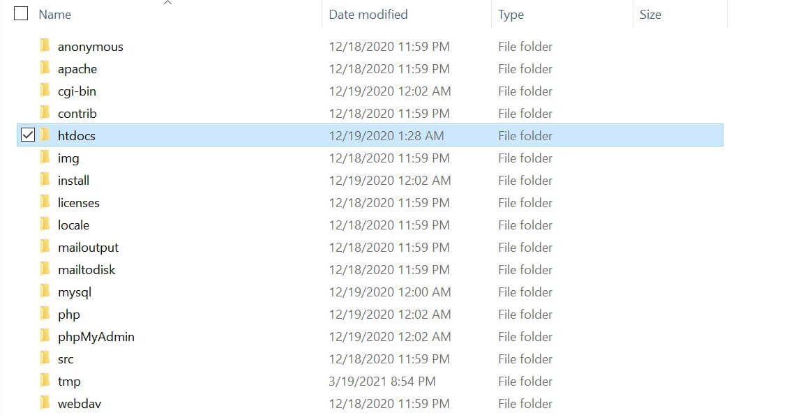 Il file index.php si trova nella cartella