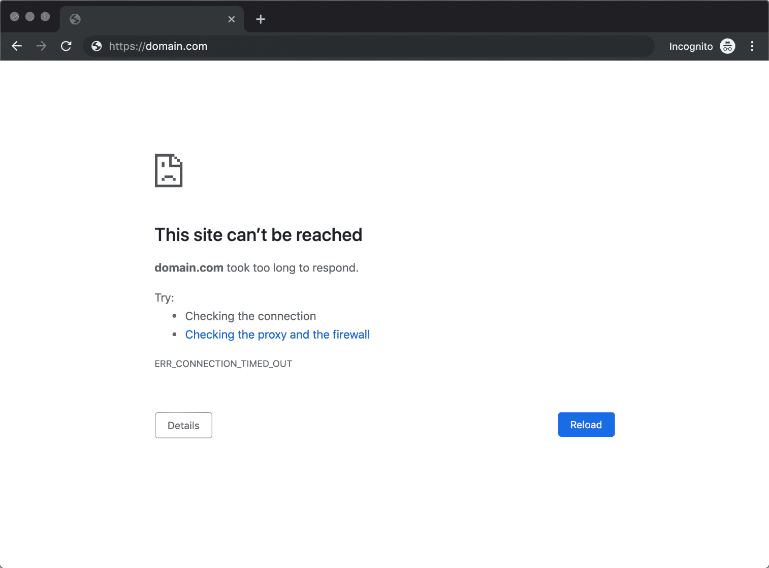 A timeout connection error in Chrome A timeout connection error in Chrome saying