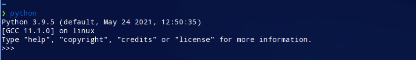 Python 3.9 shell running on Linux OS
