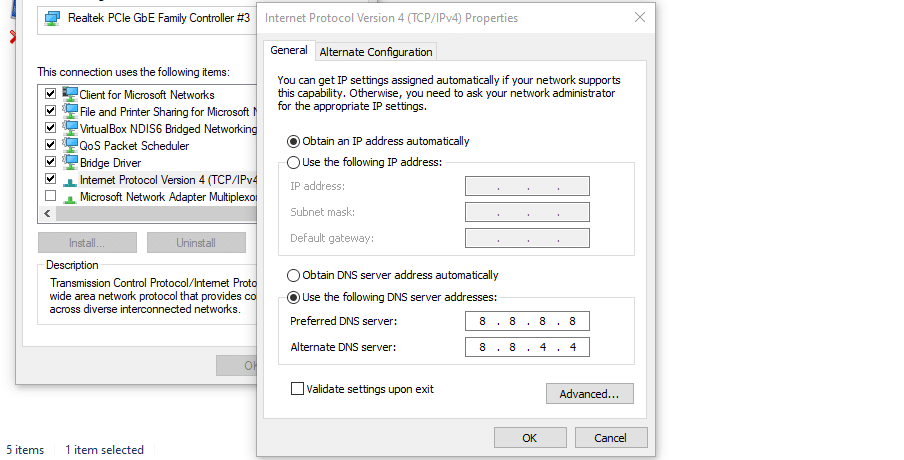 Modifying your DNS server settings Modifying your DNS server settings via Window's Internet Protocol Version 4 options window
