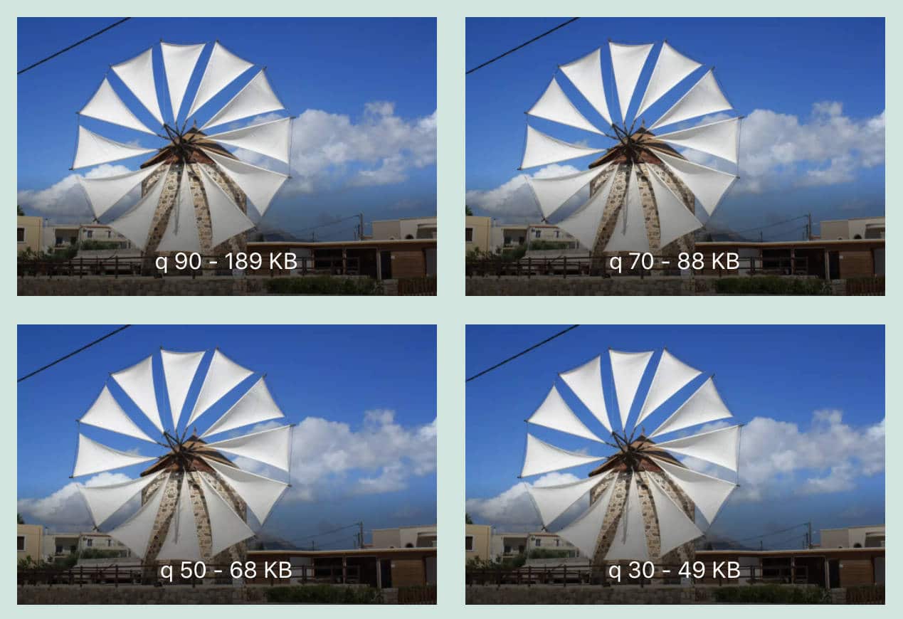 Comparison of compression factor and file sizes.