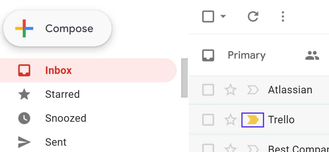 O Gmail marca e-mails