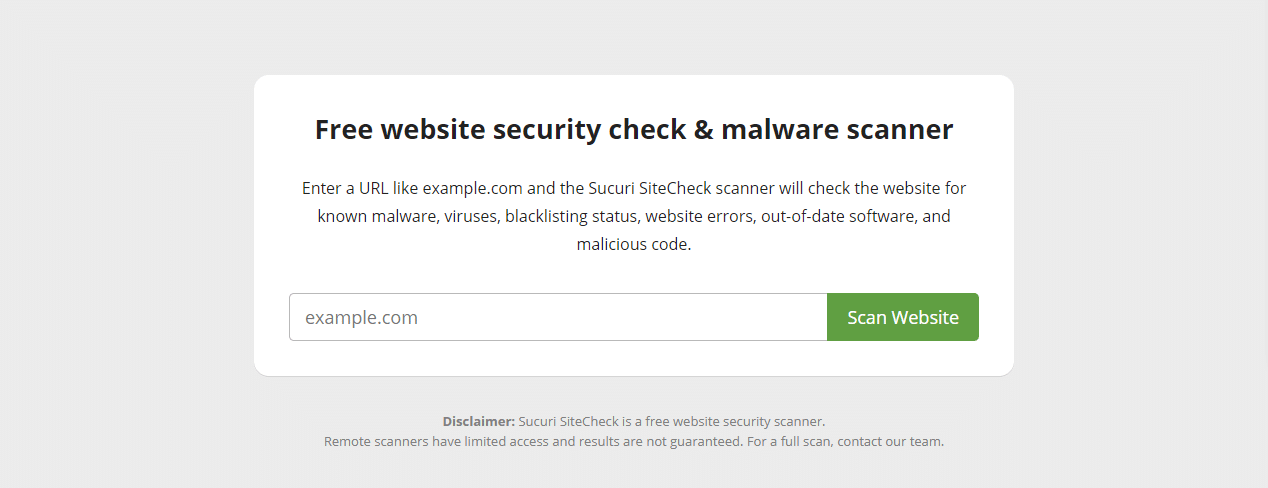 Sucuri SiteCheck.