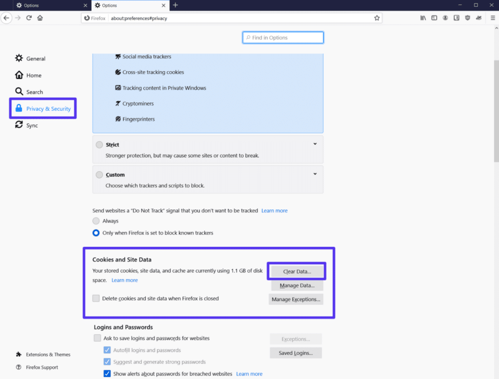 Accessing the Firefox browser cache data and clicking the 