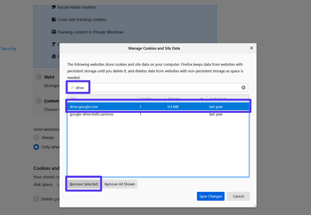 How to clear the cookies of a single site with the 