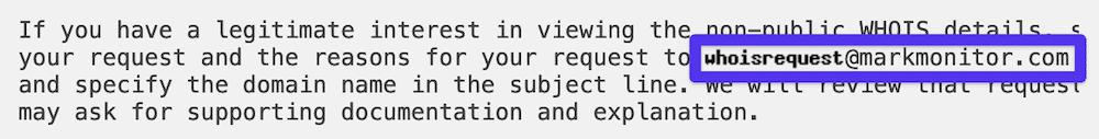 L'adresse e-mail de redirection de MarkMonitor