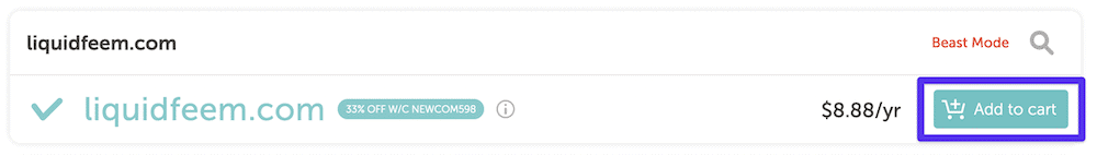 Choosing a domain in Namecheap.