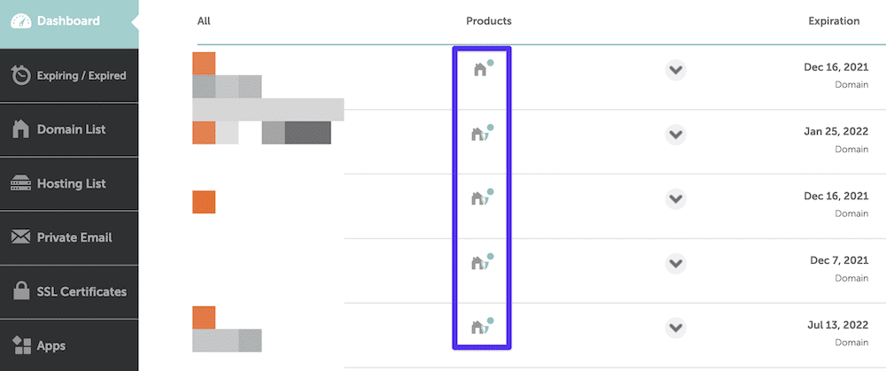 Le tableau de bord de Namecheap montrant la confidentialité du domaine