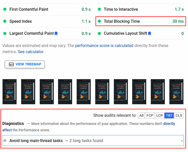 PageSpeed Insights Tempo Total de Bloqueio de Velocidade.