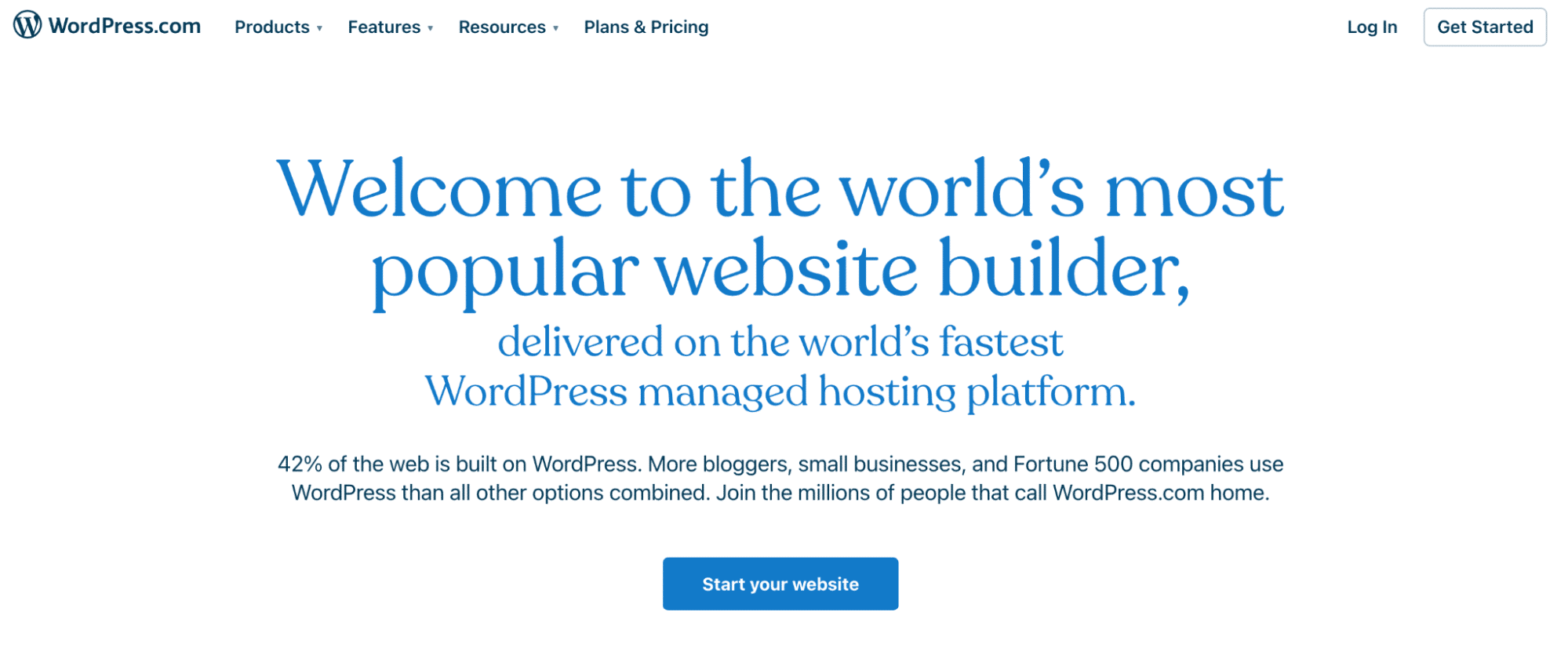 Page d'accueil de WordPress.com