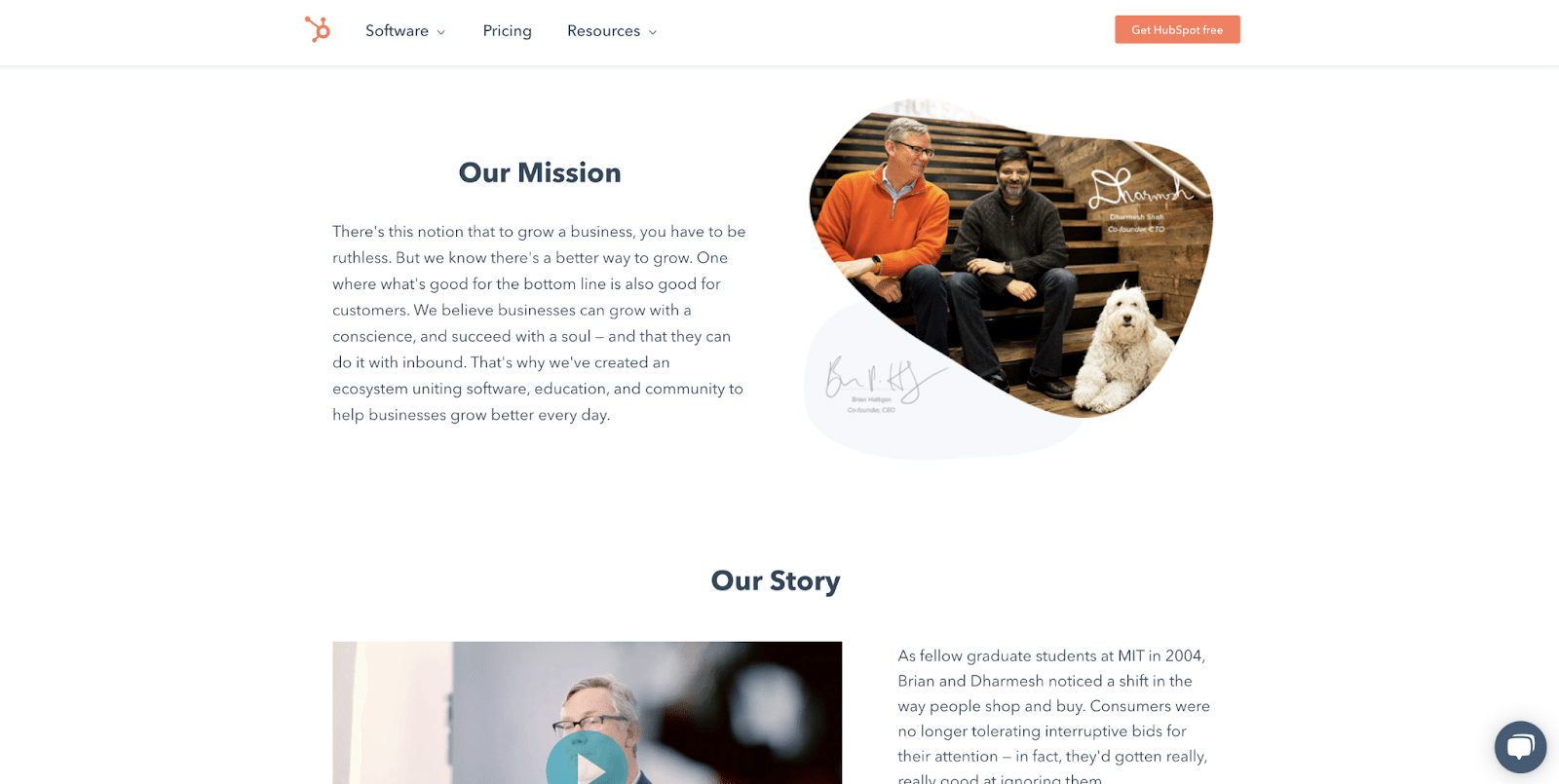 Pagina Chi Siamo di Hubspot