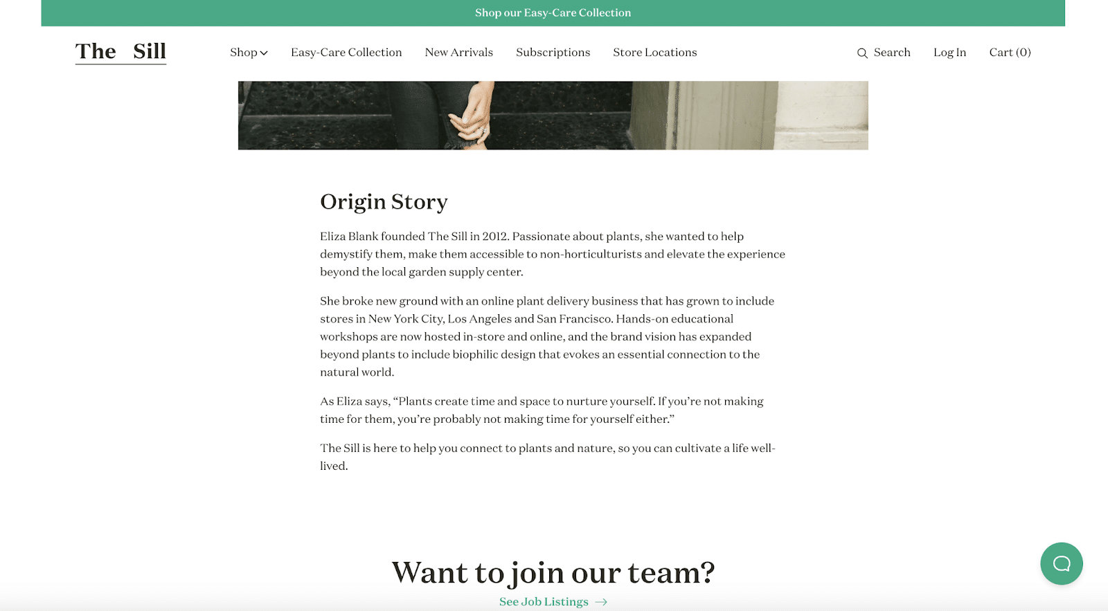 The Sill usa la pagina Chi Siamo per creare una connessione più profonda con i consumatori.