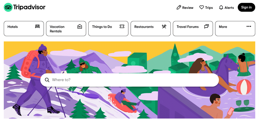 Página de inicio de TripAdvisor