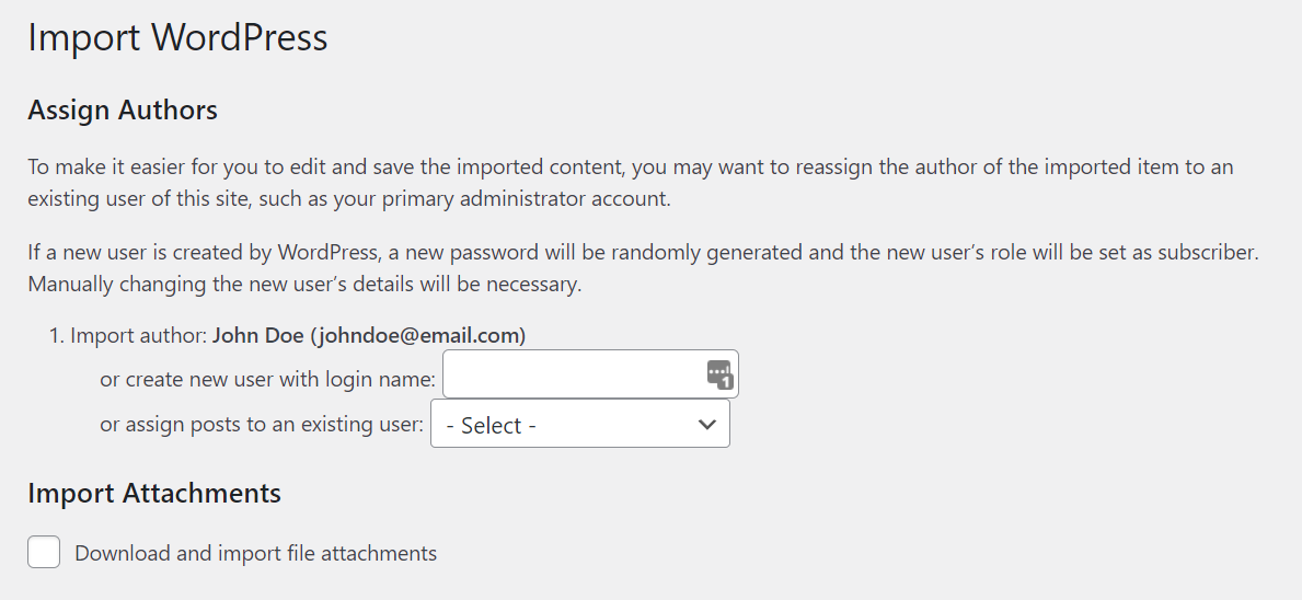 Das Importer-Tool ausführen.