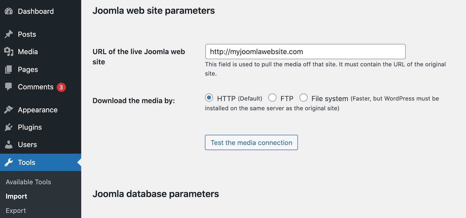 URL der Live-Joomla-Webseite.