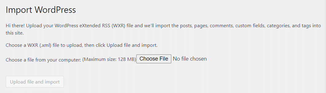 Das Importer-Tool ausführen.