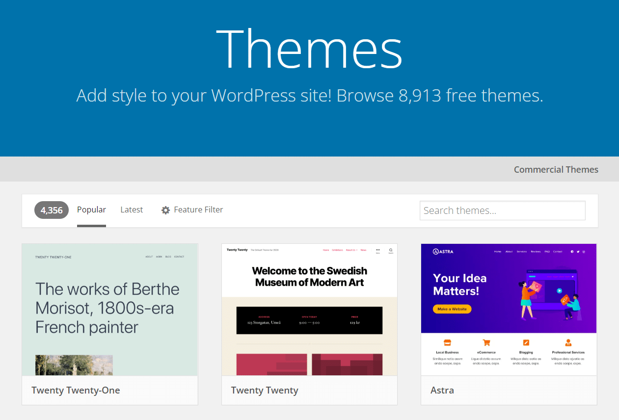 WordPress Theme Repository.