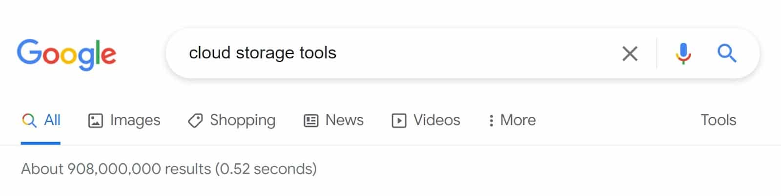 Barra di ricerca di Google con le parole 