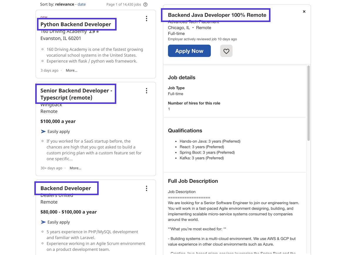 Backend vs. Frontend - Beispiele