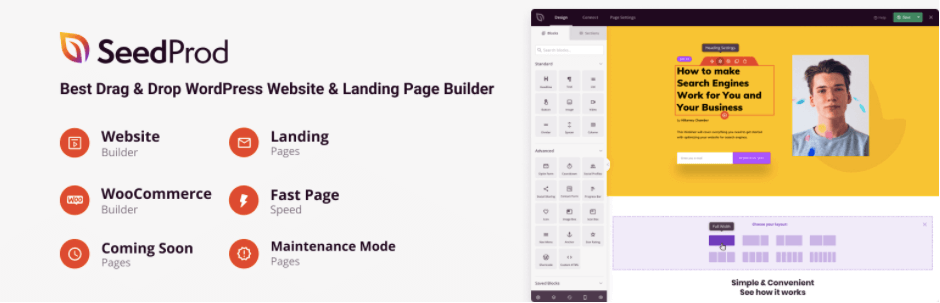 Homepage di SeedProd page builder