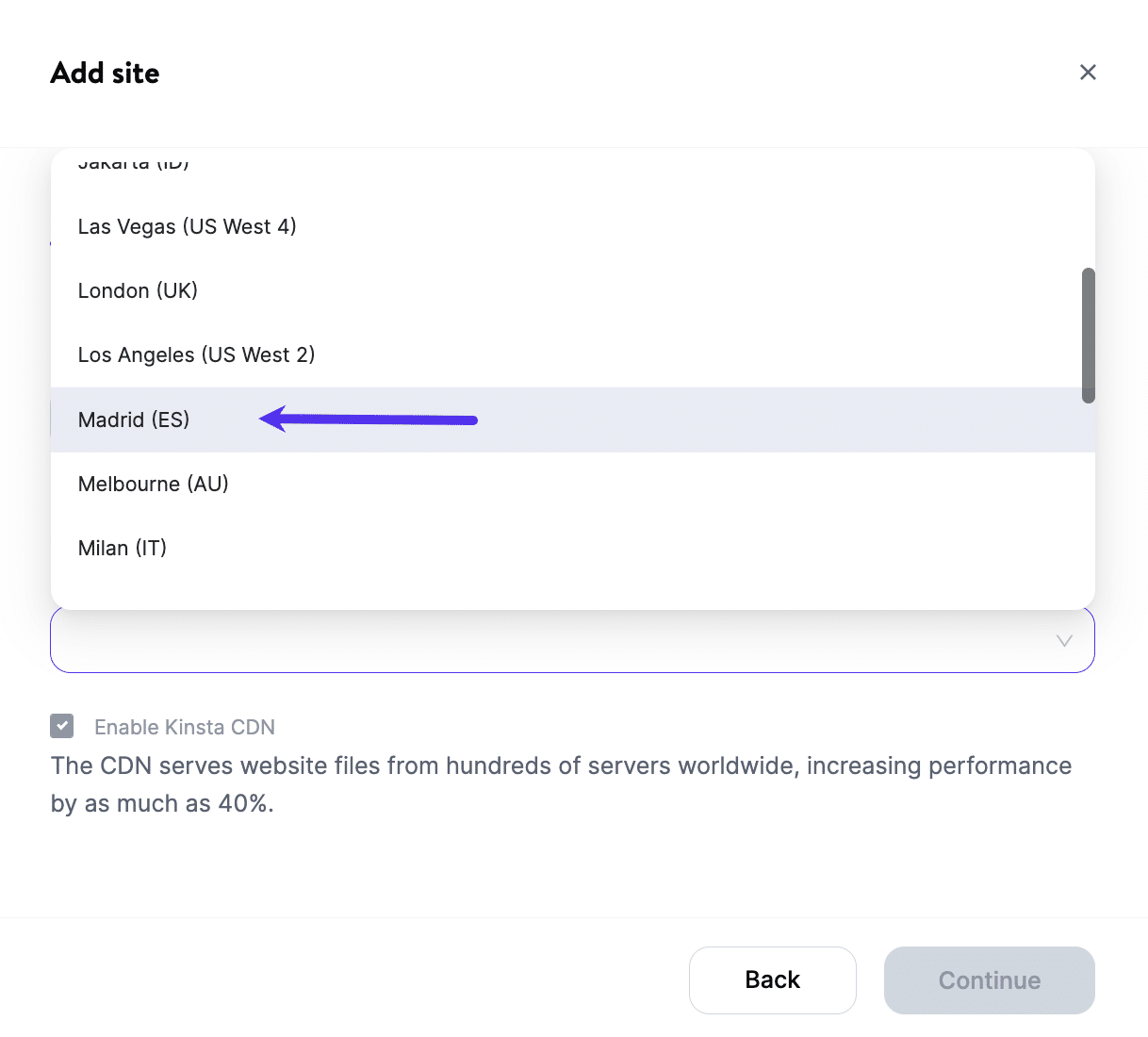 A screenshot of MyKinsta showing the 