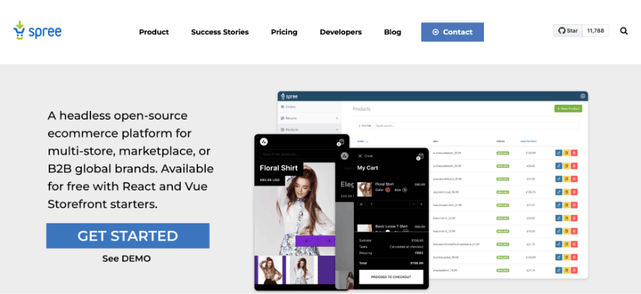 Spree Commerce Auf der Homepage von Spree Commerce steht: