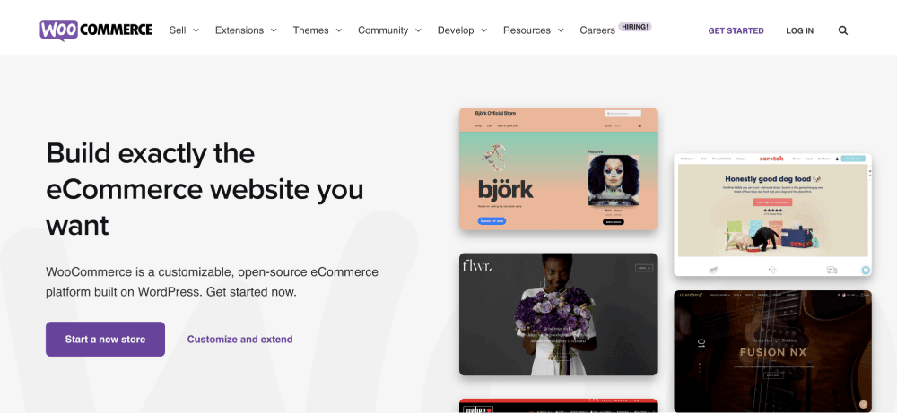 WooCommerce Homepage Auf der Startseite von WooCommerce steht