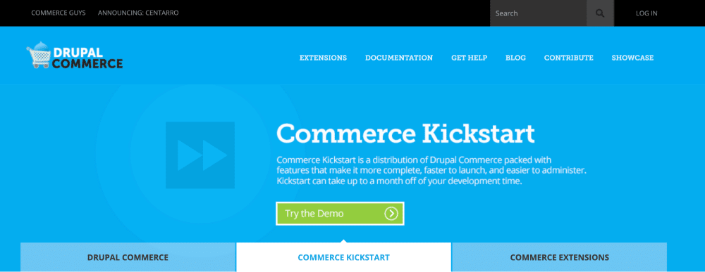 Drupal Commerce Auf der Homepage von Drupal Commerce steht