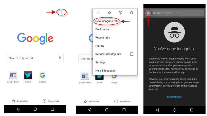Incognito mode chrome android