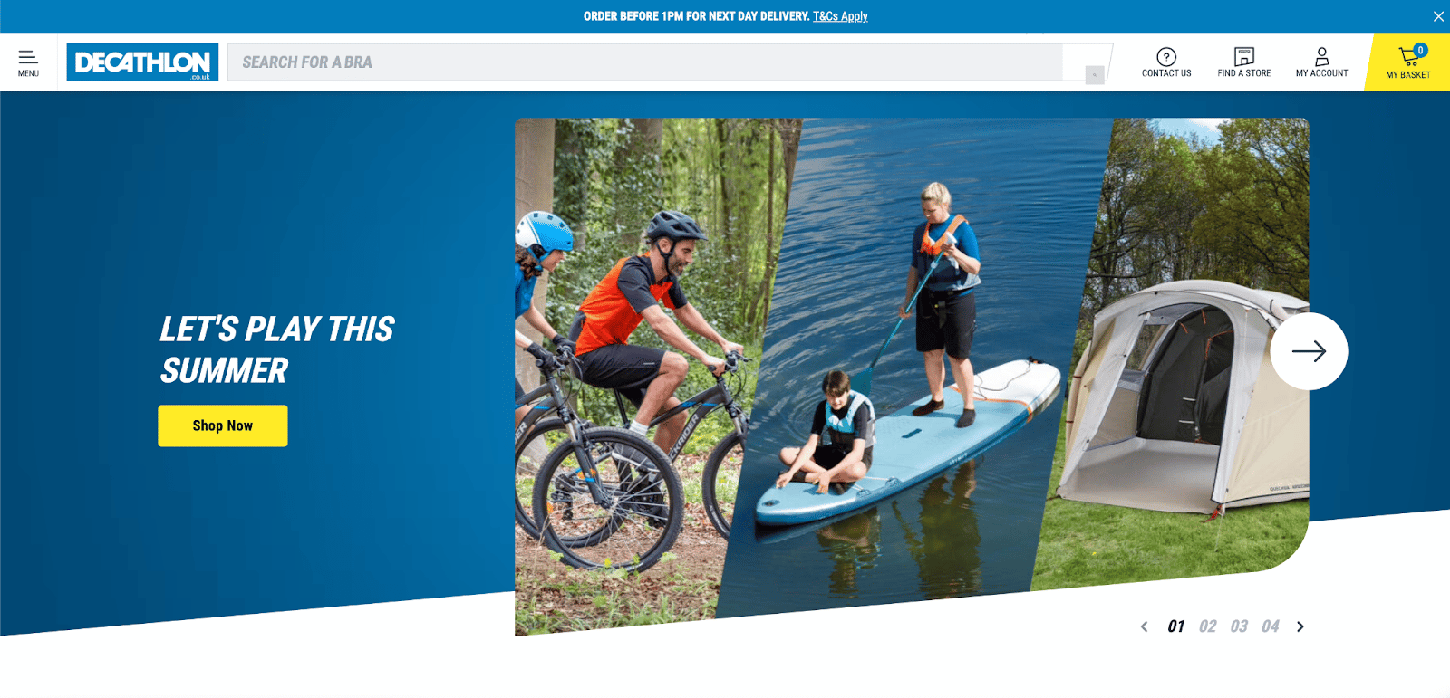 La homepage ufficiale di Decathlon.