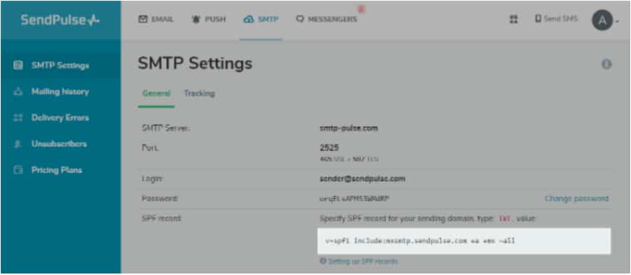 Se muestra un panel de control donde se puede crear un registro SPF