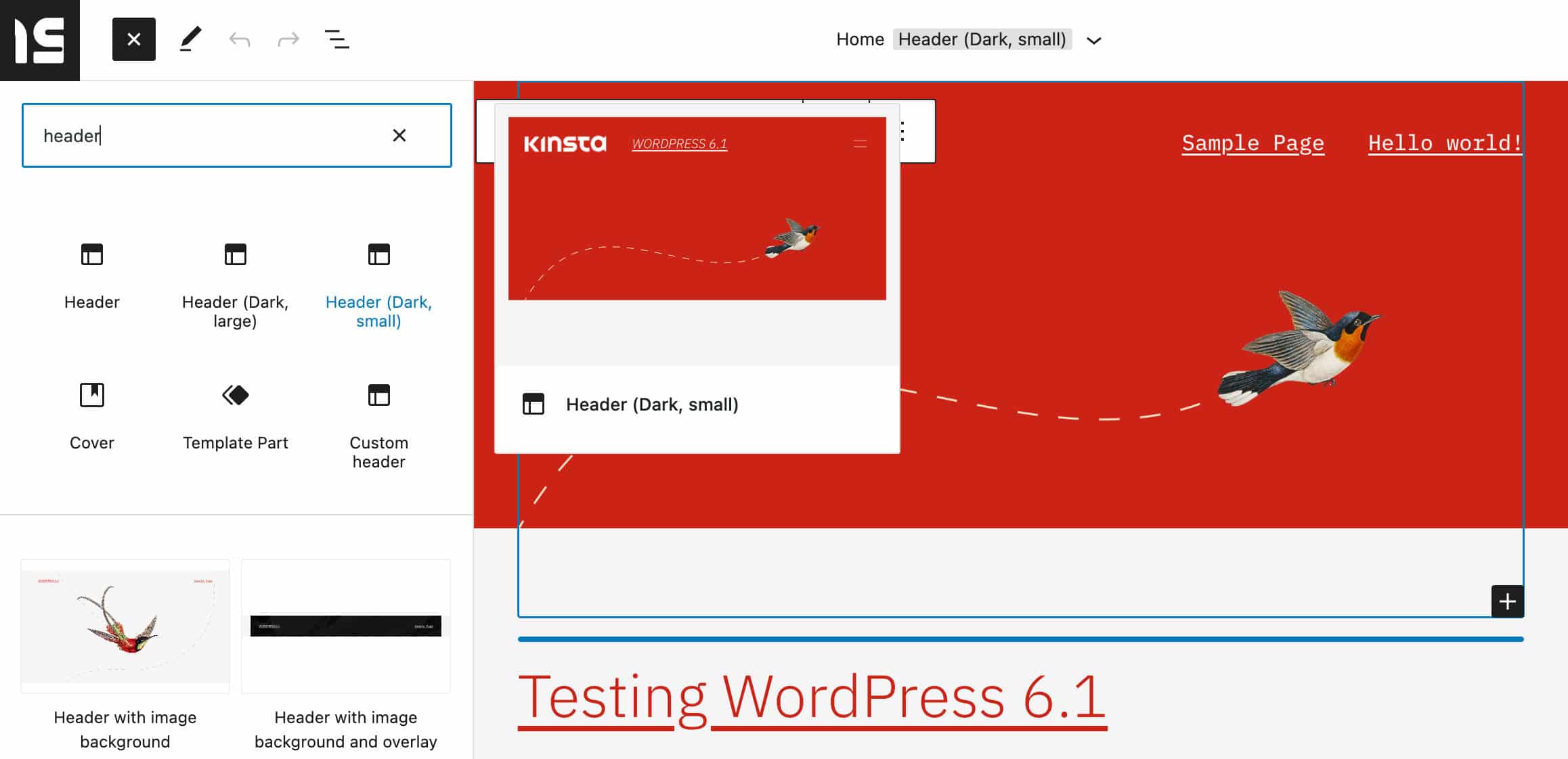 Easily add template parts to your website