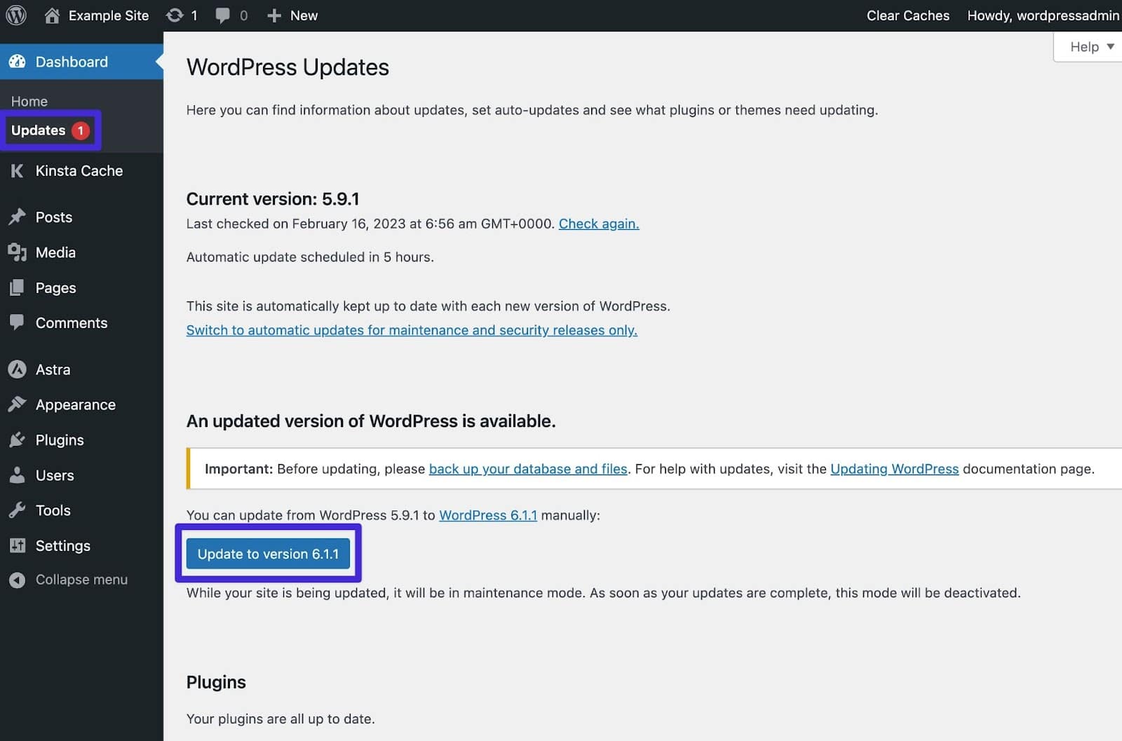 Mettez à jour votre version de WordPress