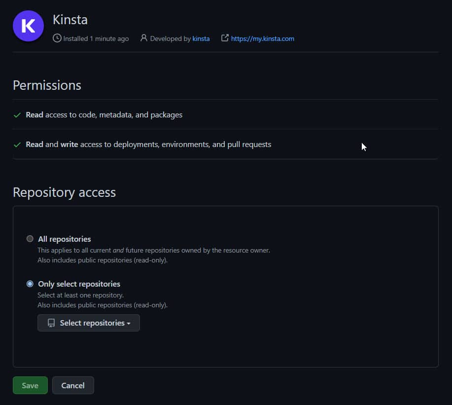 Der GitHub-Bereich 