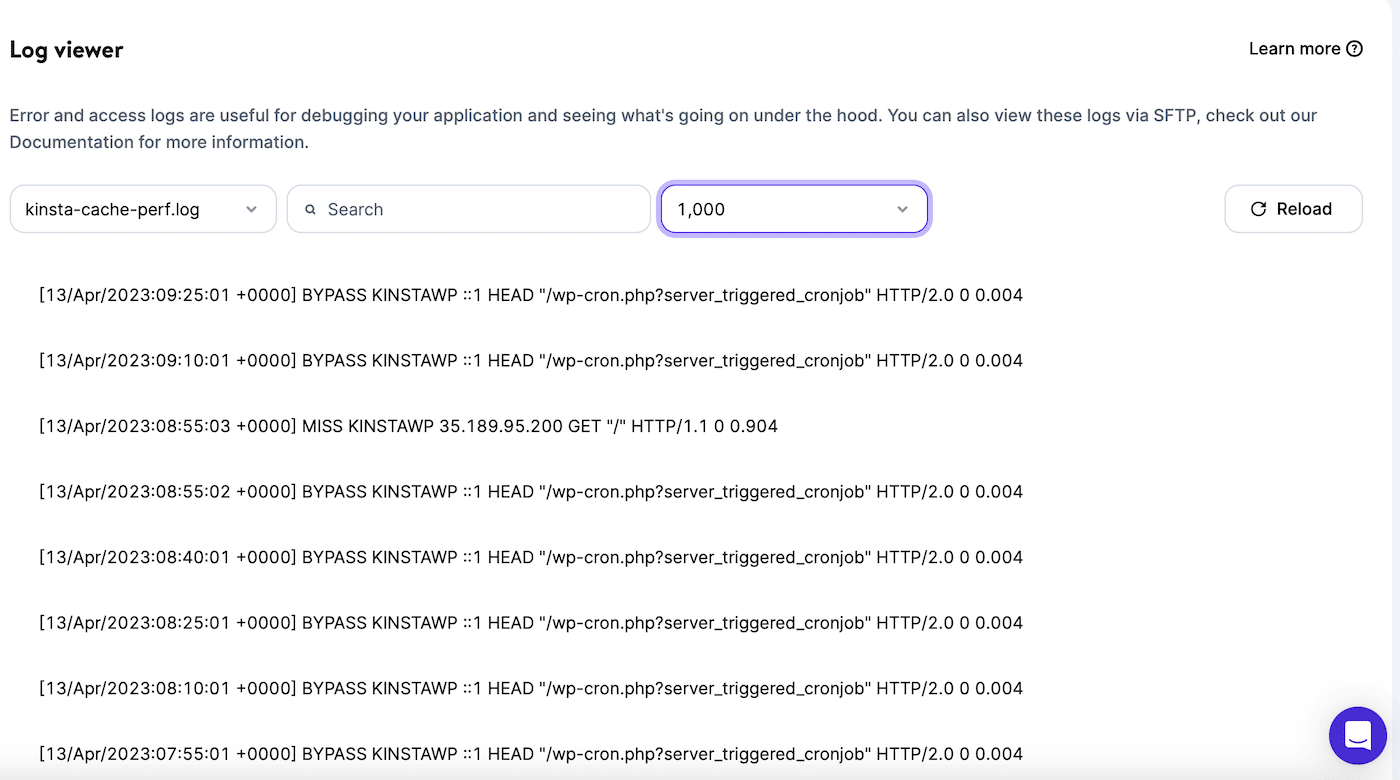Sieh dir alle Fehler und Anfragen auf deiner Website mit dem MyKinsta Log Viewer an