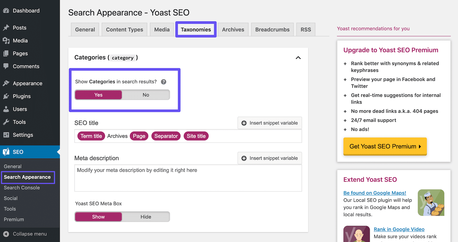 A configuração Yoast SEO 