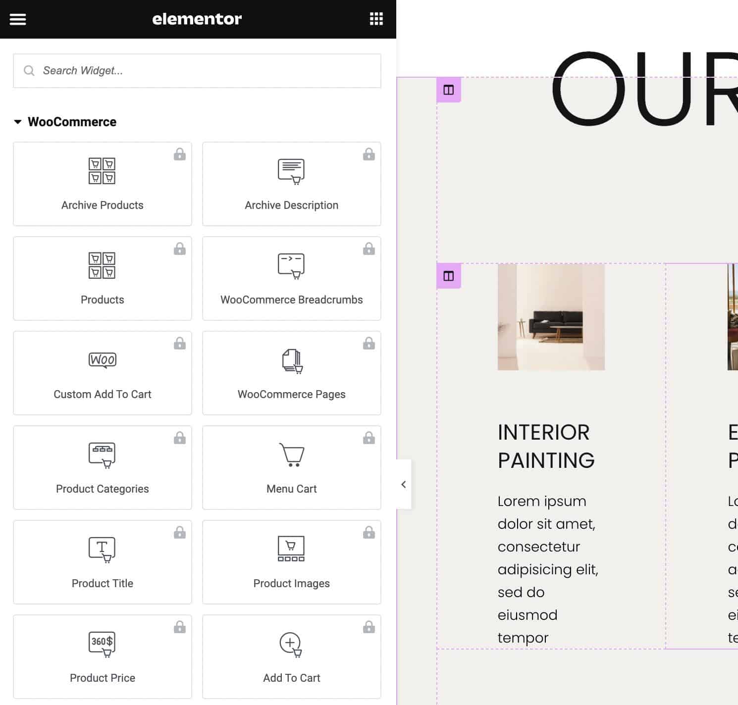 Des blocs WooCommerce supplémentaires comme Panier et Titre de produit.