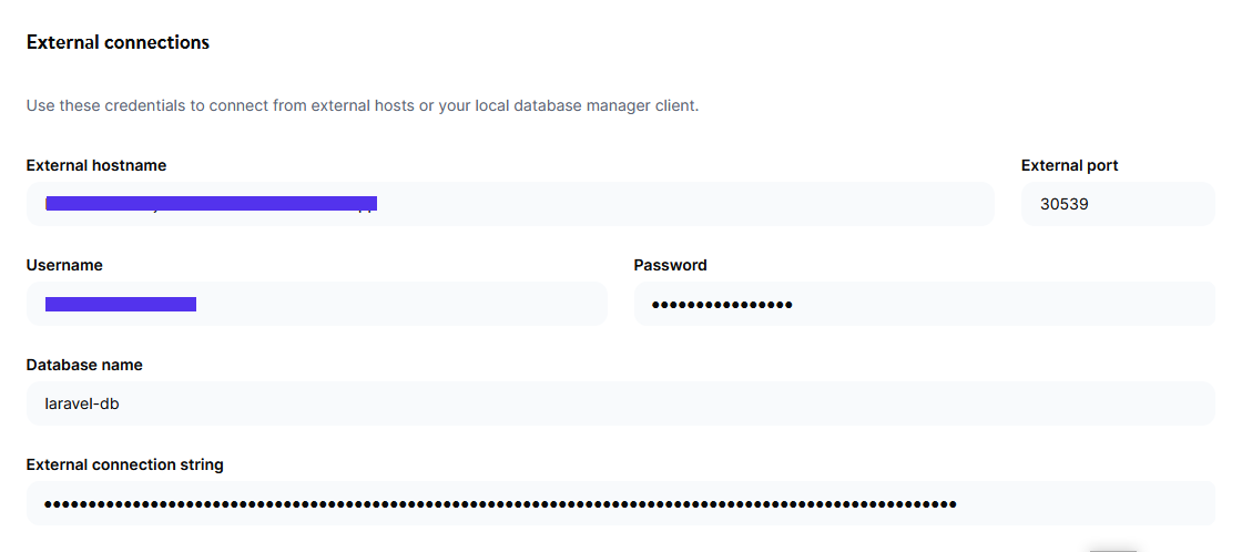 Externe Verbindungen für deine gehostete Datenbank