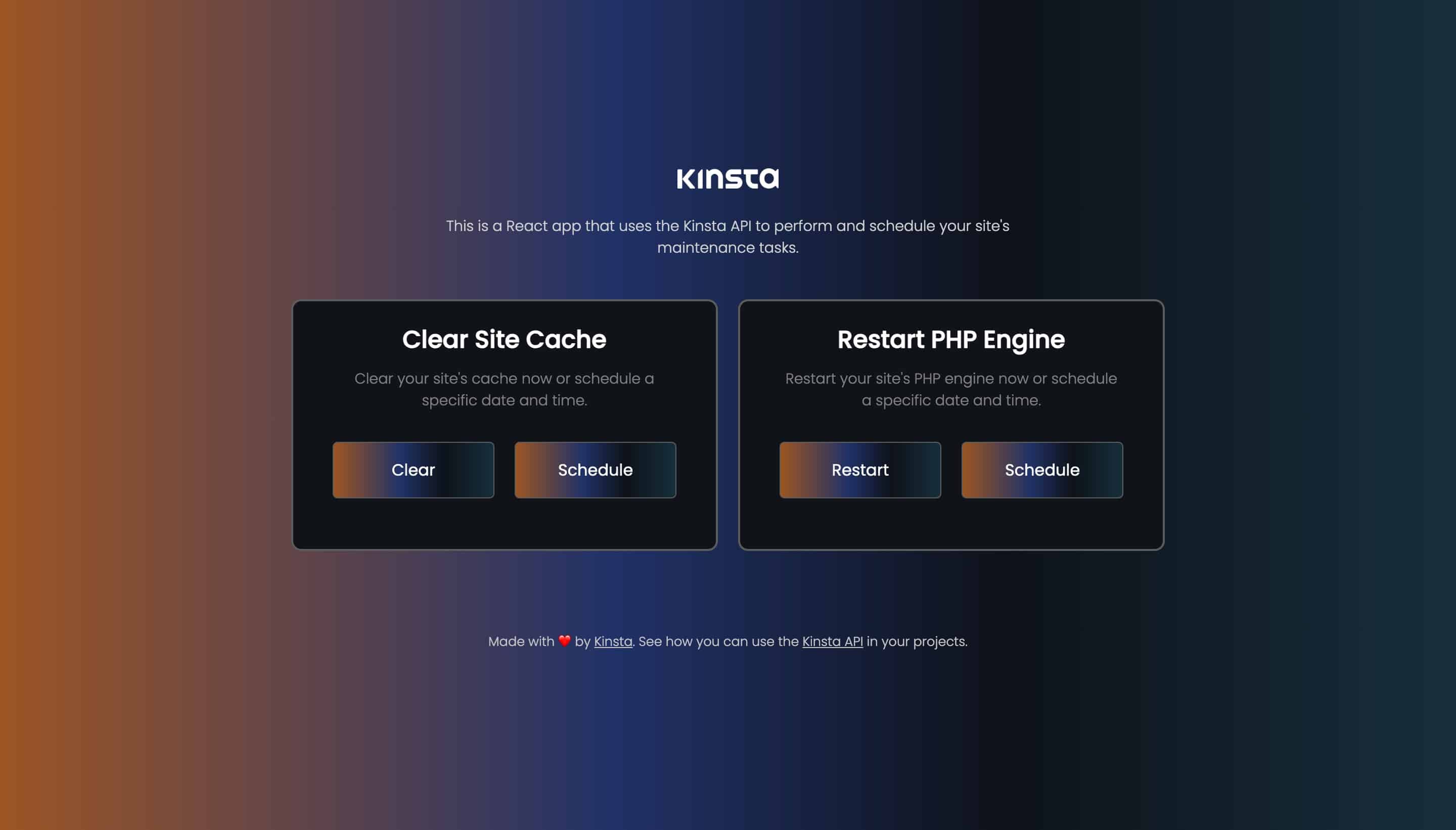 Kinsta site tools management