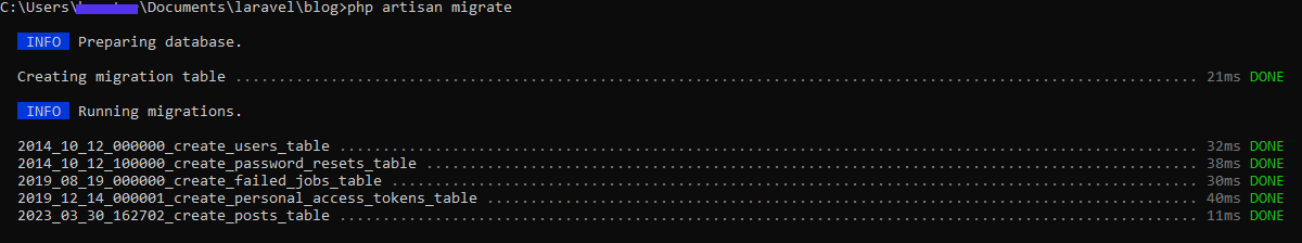 Migration der Laravel-Datenbank