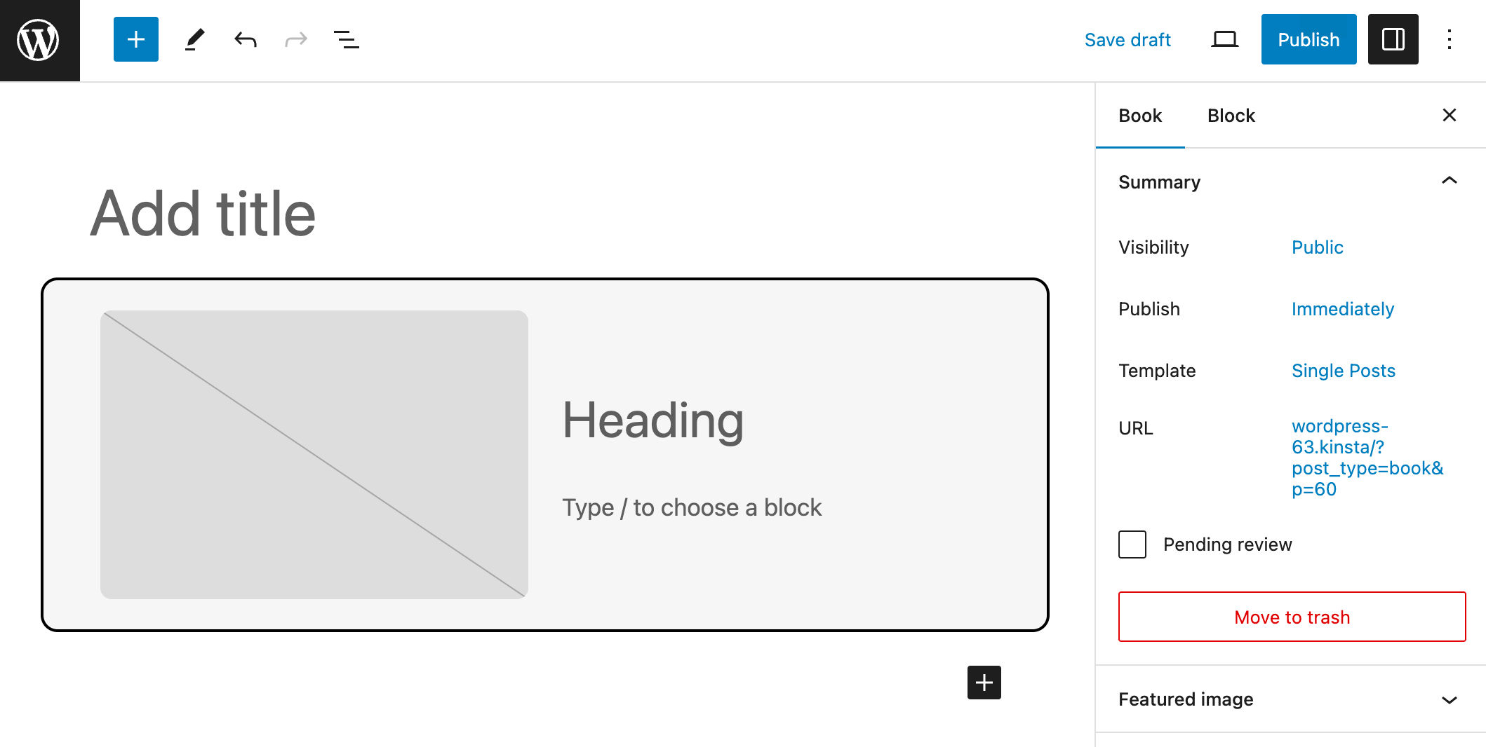 Un layout di blocchi nell'editor di blocchi