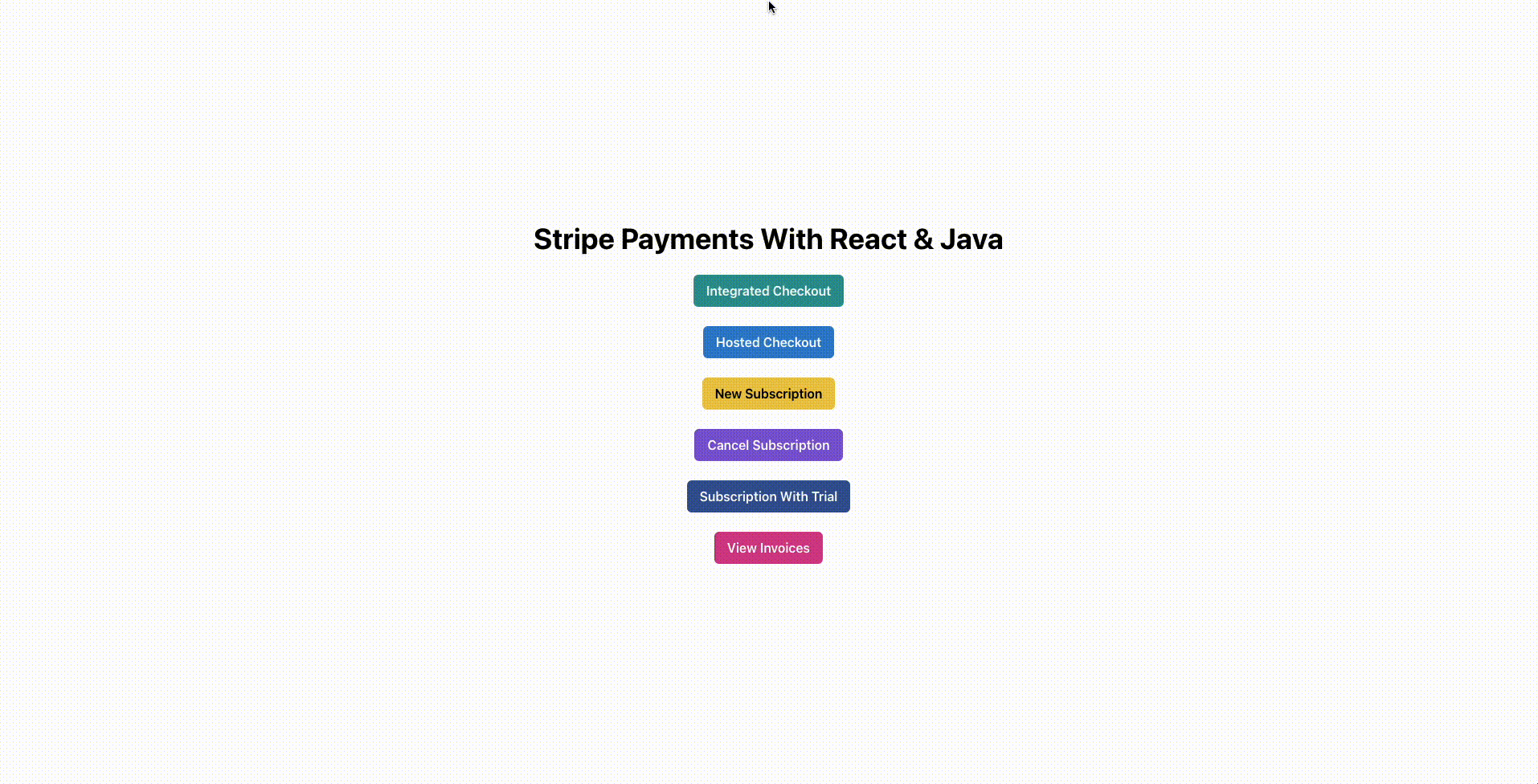 Un flusso utente che mostra l'aspetto di un checkout di abbonamento riuscito utilizzando la pagina ospitata da Stripe.