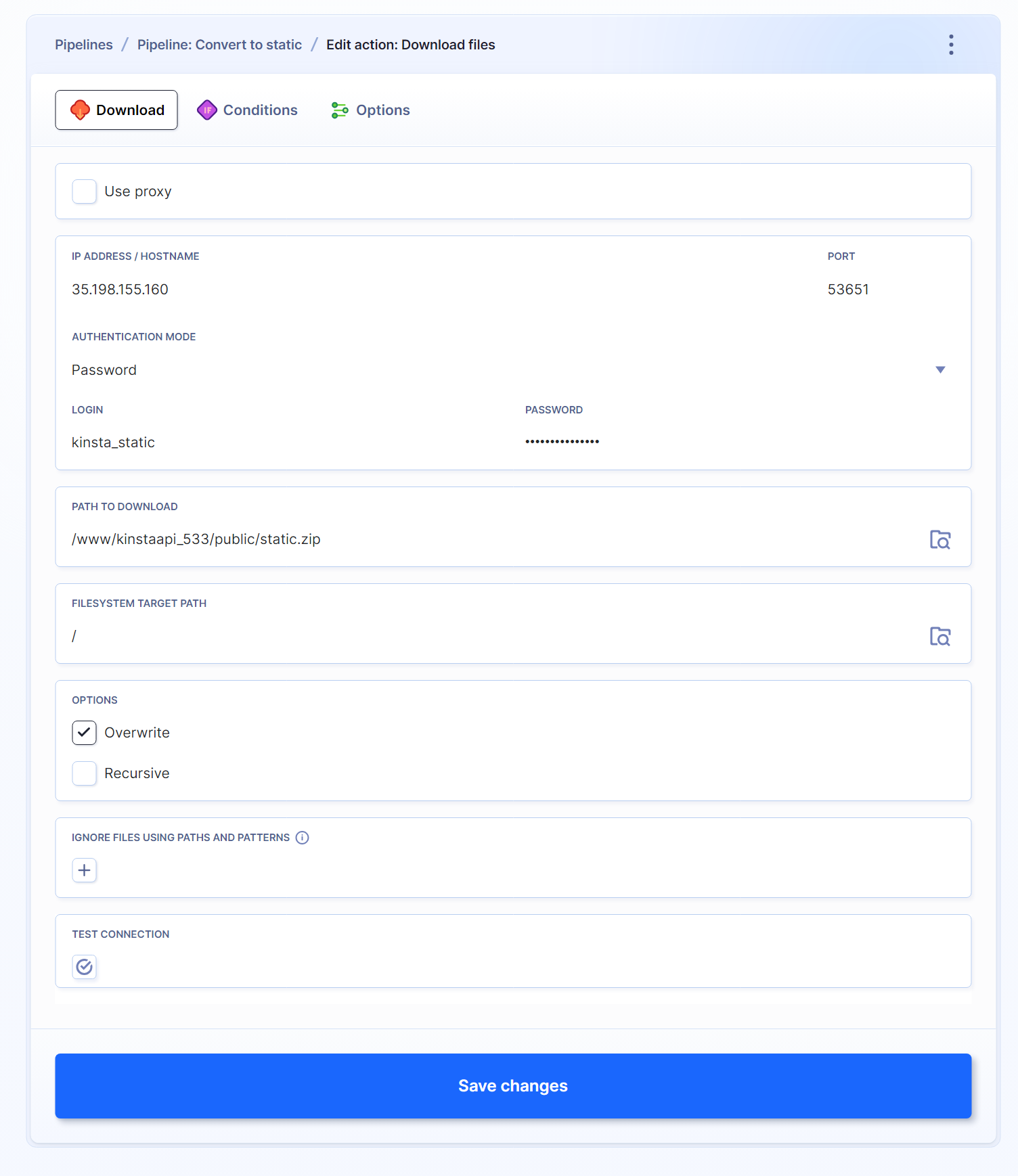 Você pode configurar a ação de download do Buddy.