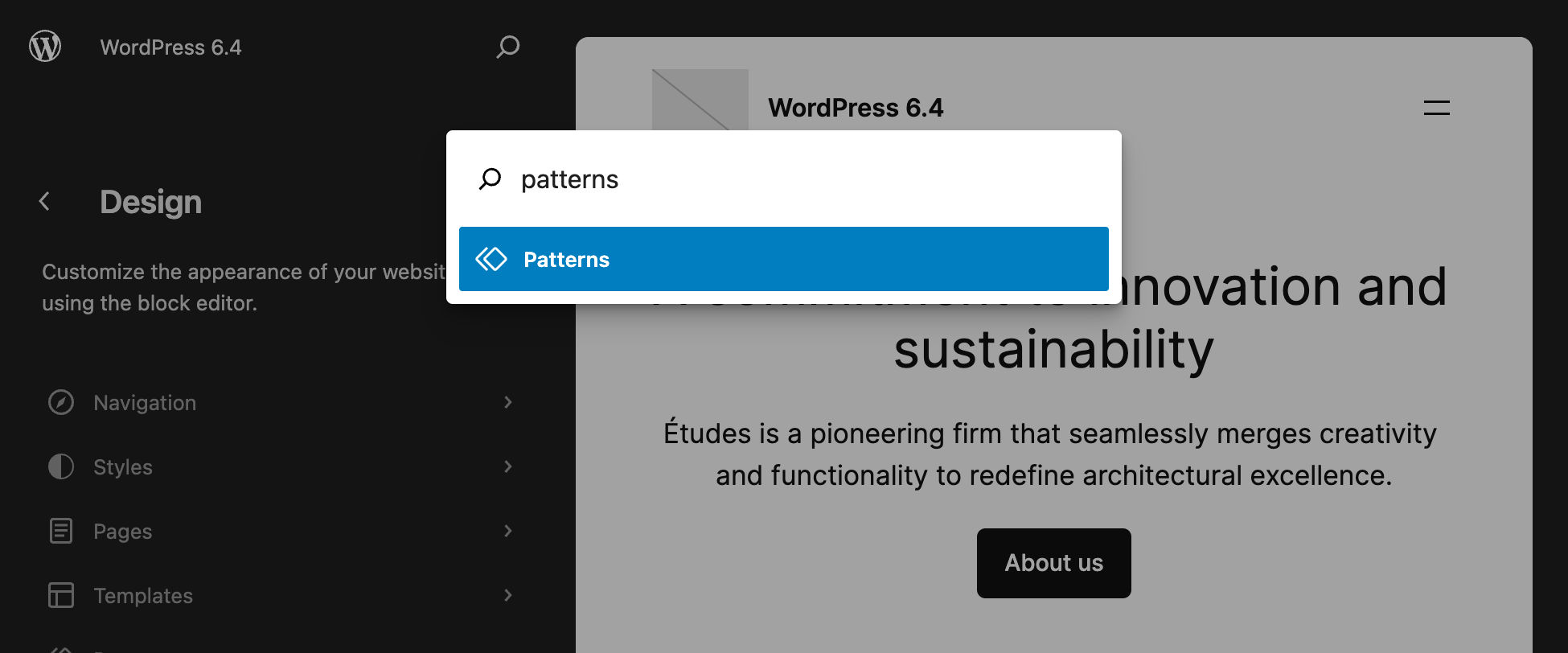 WordPress 6.4でのパターン検索