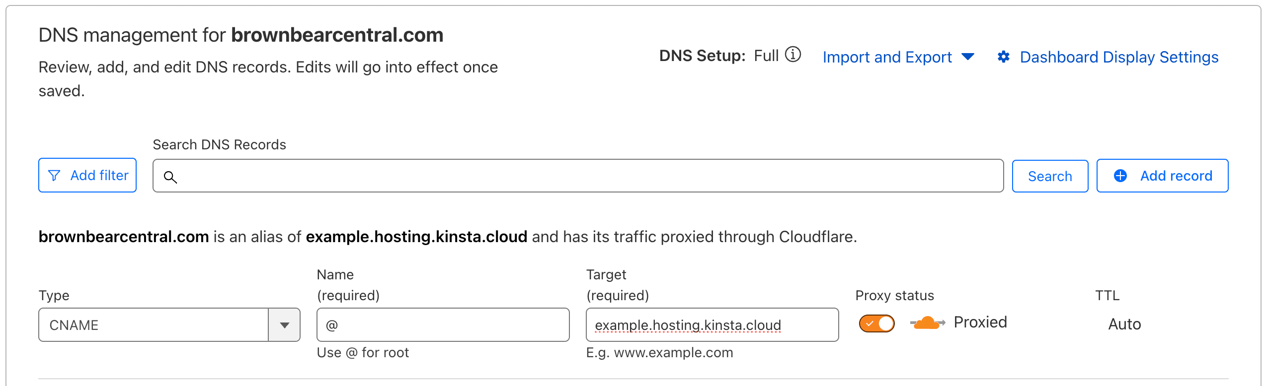 record dns di cloudflare