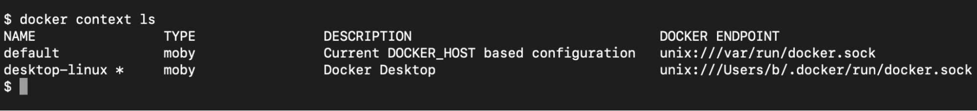 docker context ls を出力する