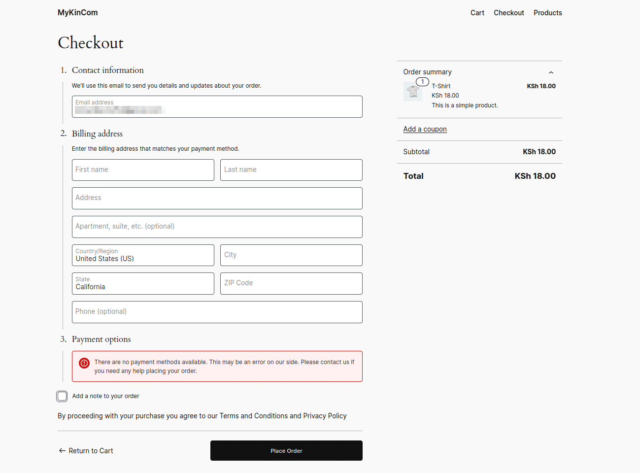 La page de commande.