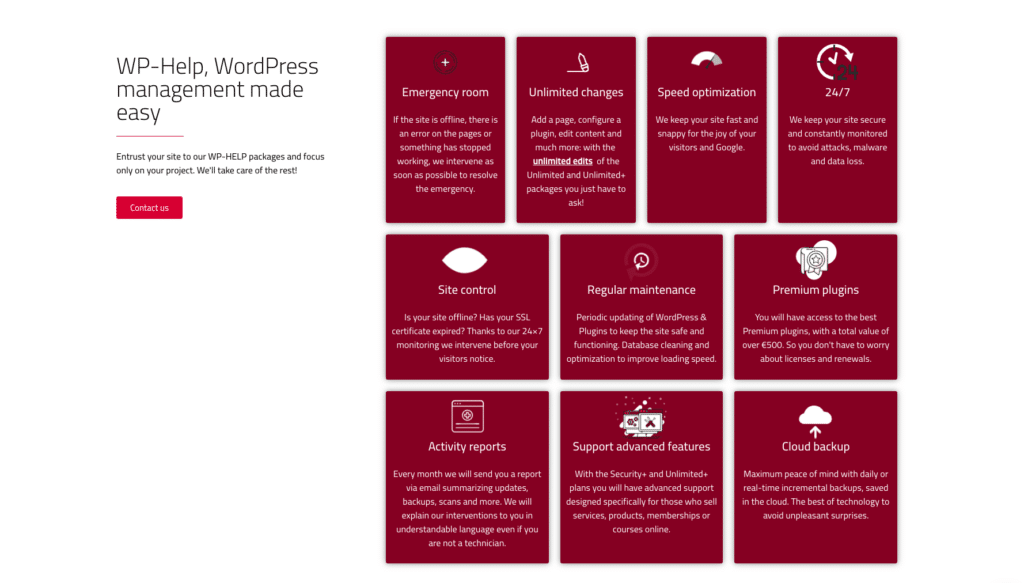 Services inclus dans l'offre WP-Help de f.technology