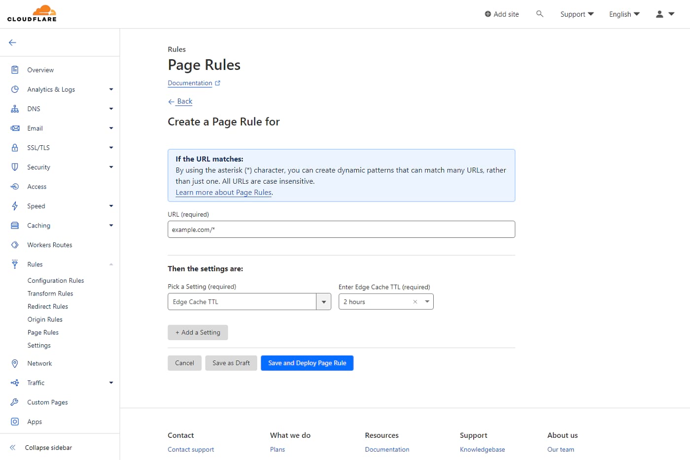 Regole di pagina dell'Edge Caching