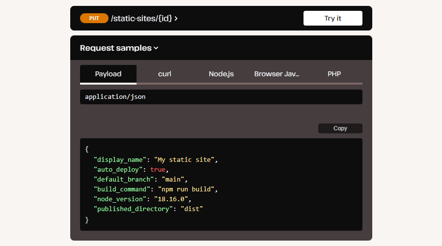 La gestion des sites statiques est également simple.